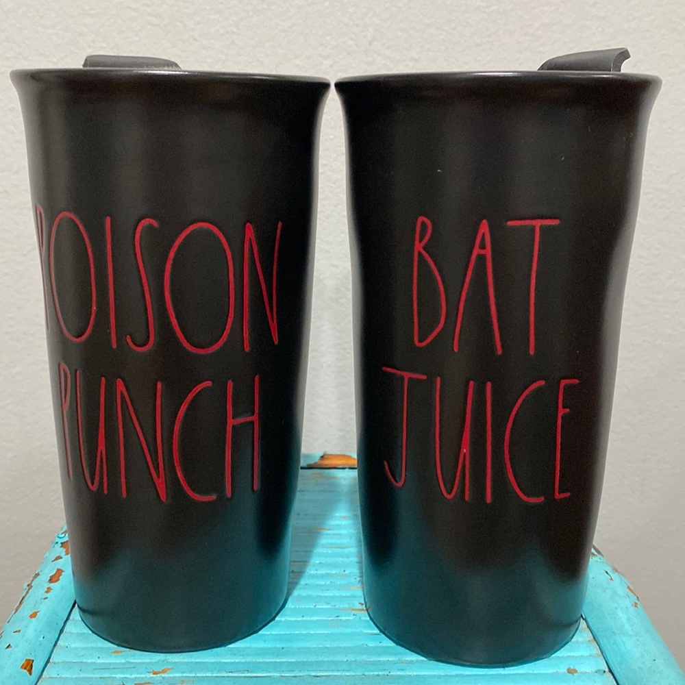 NEW Rae Dunn Poison Punch Bat Juice Travel Mug Tumbler Red Black